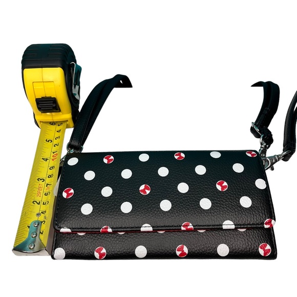 Disney Parks Minnie Mouse Cross Body Purse Wallet Black with Red Bows Wrislet - Picture 6 of 16
